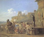 Karel Dujardin A Party of Charlatans in an Italian Landscape (mk05) Spain oil painting artist